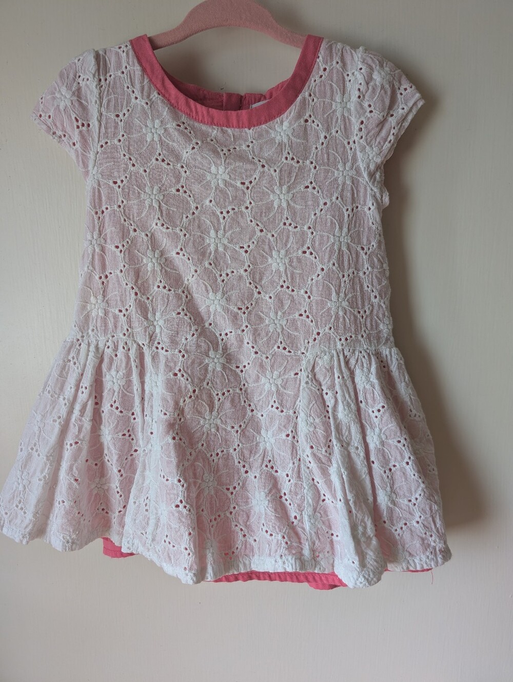 Tahari Pink and White Eyelet Blouse For Girls
